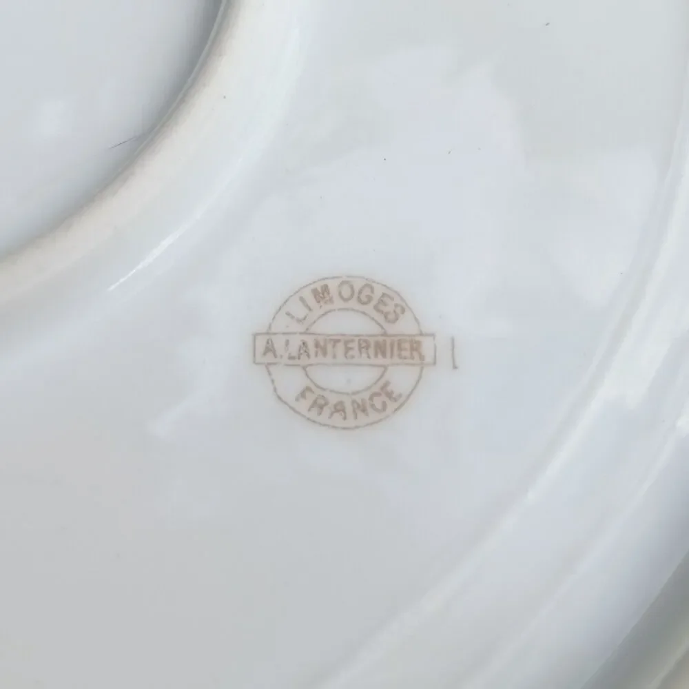 Antique A.Lanternier Limoges Porcelain Plate-Violets-Moriage Trim-Handpainted